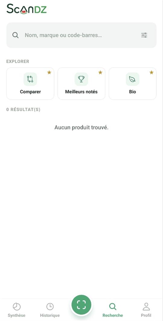 Écran de comparateur ScanDZ affichant plusieurs produits côte à côte